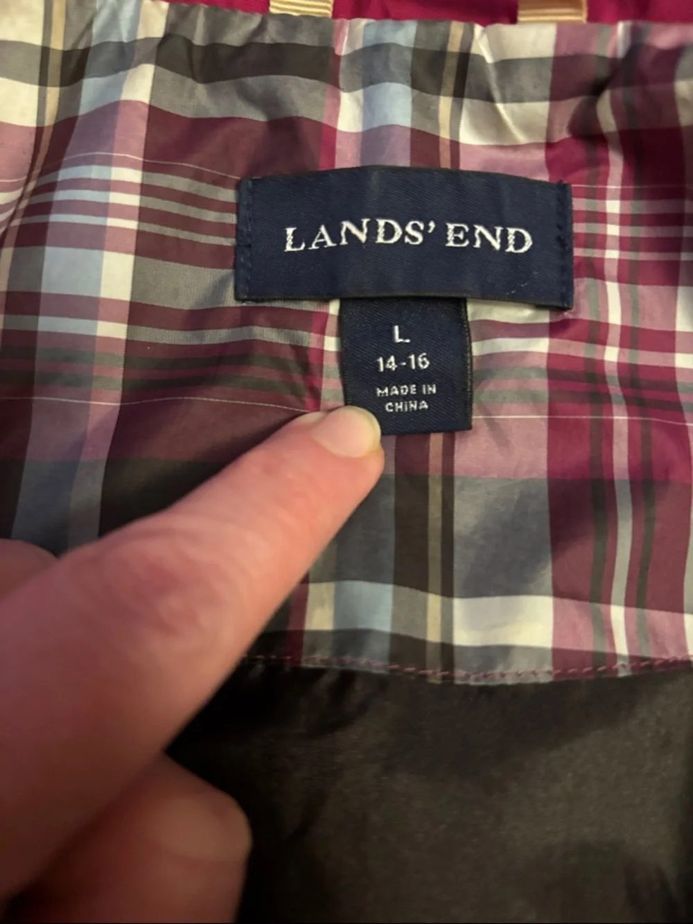 Land’s End Women’s Raspberry Trench Coat with Plaid Lining - Picture 4 of 4